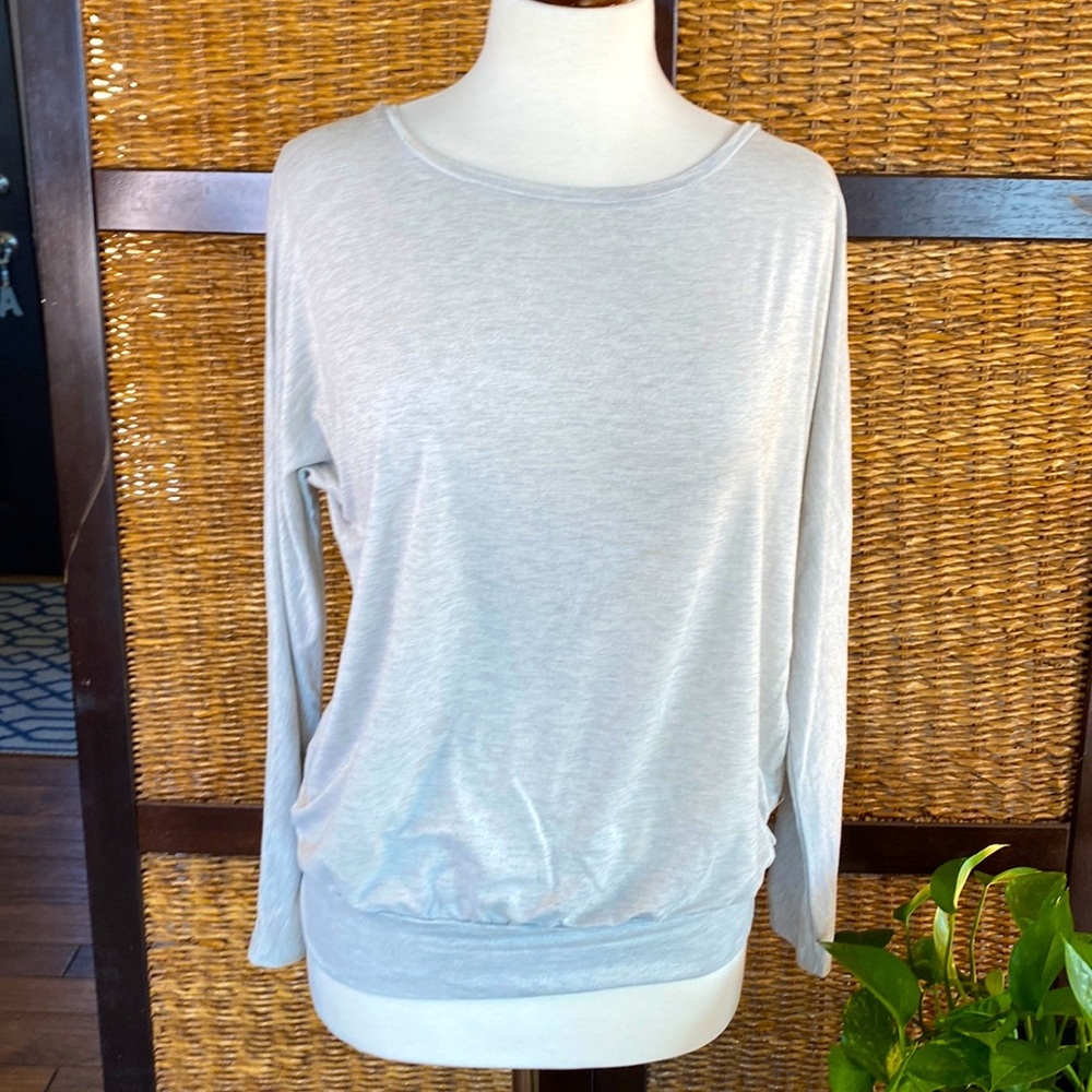 Old Navy medium gray blouse with silver metallic flecks throughout